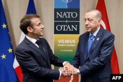 Cumhurbaşkanı Erdoğan ve Fransa Cumhurbaşkanı Macron Vilnius'ta biraraya geldi